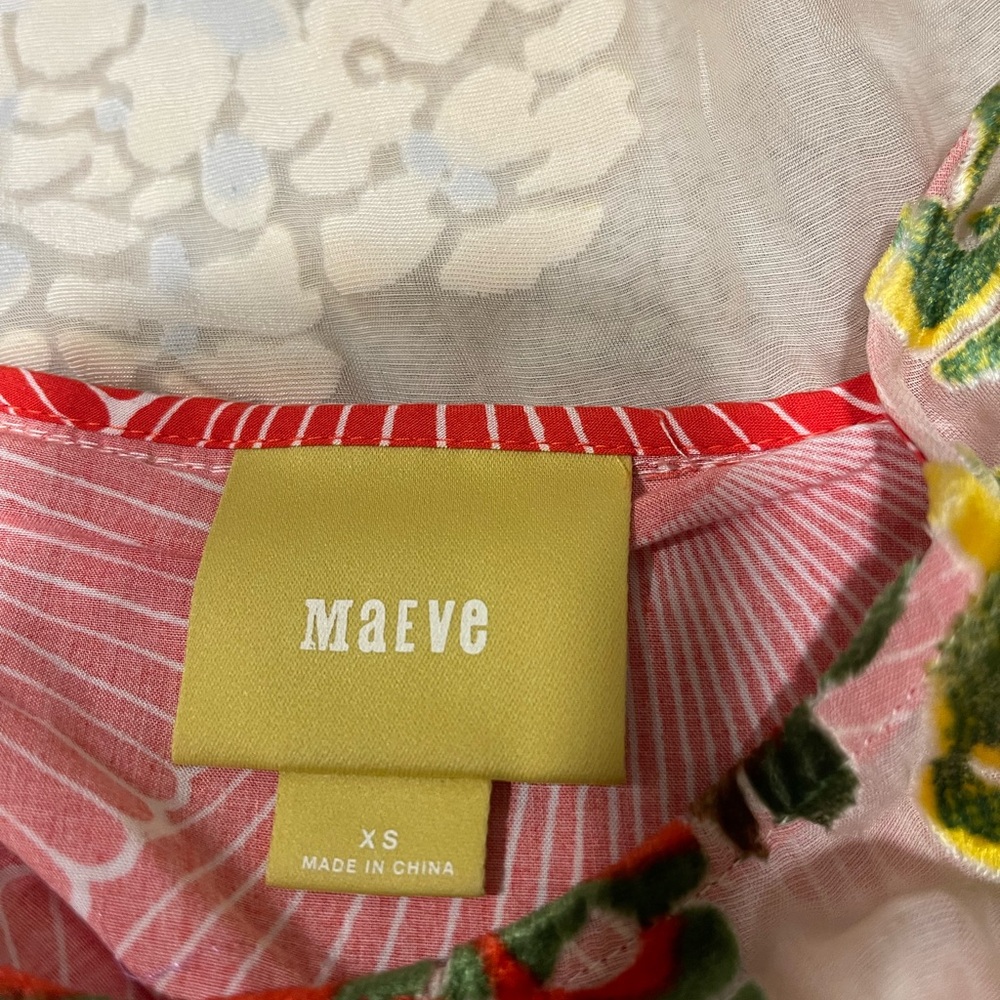 Maeve Pink and Green Patterned Top XS